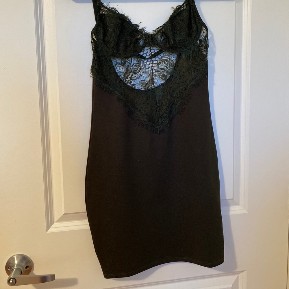 Hunter Green Laced detail bodycon